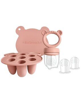 Baby Food Storage Containers & Teething Toys Set - Silicone Feeder Tray